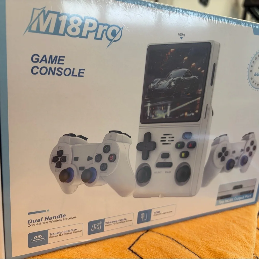 White Handheld Game Console with Dual Wireless Controllers